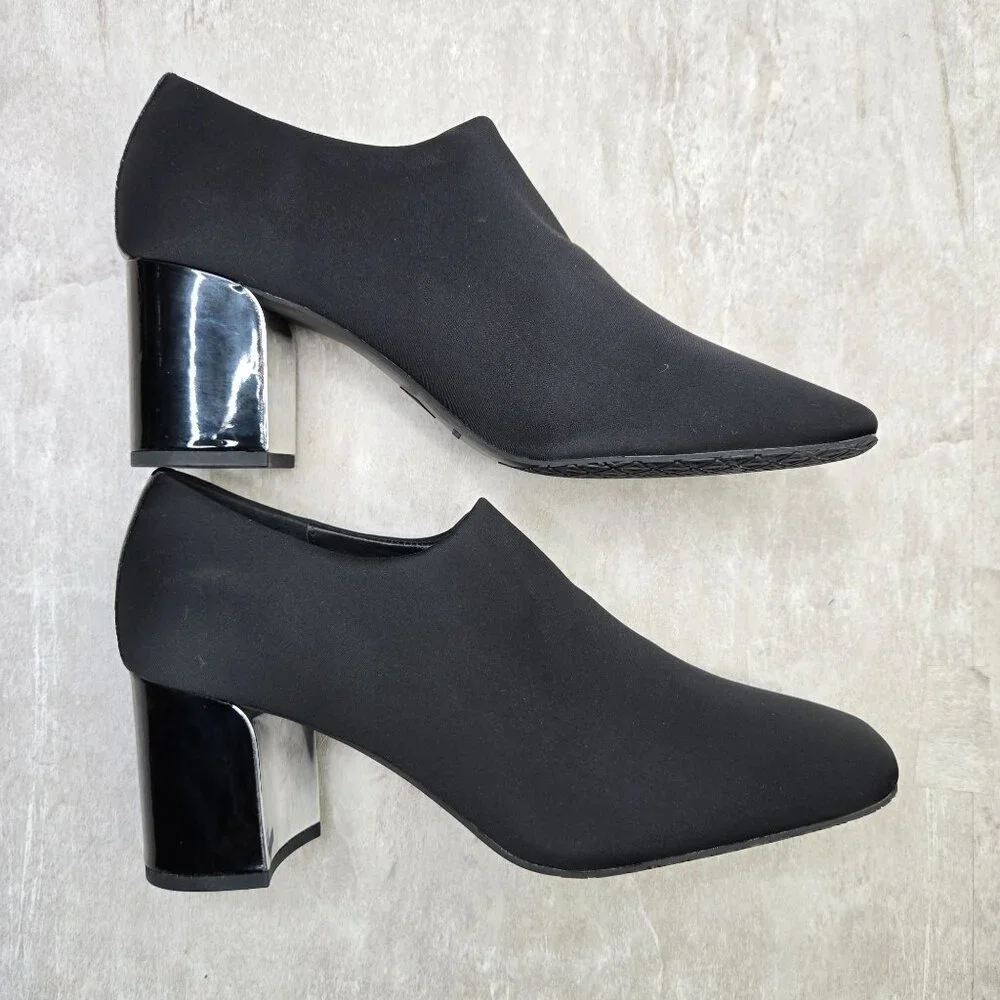 Donald Pliner Ankle Boots Sz 10 Black Sleek Minimalist Dressy Block Heel Booties